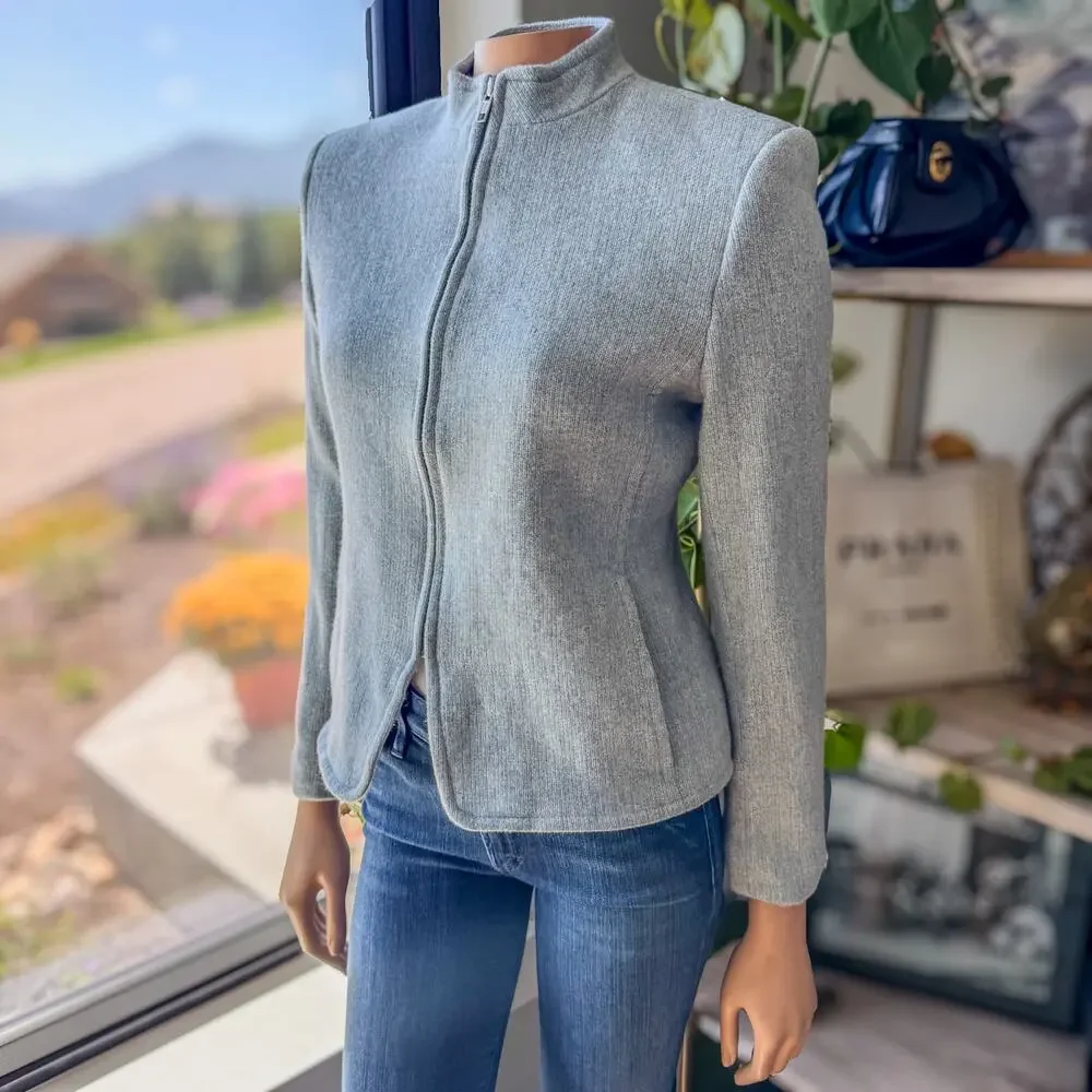 Jones New York Women's Light Gray Zip-Up Jacket - Picture 12 of 12